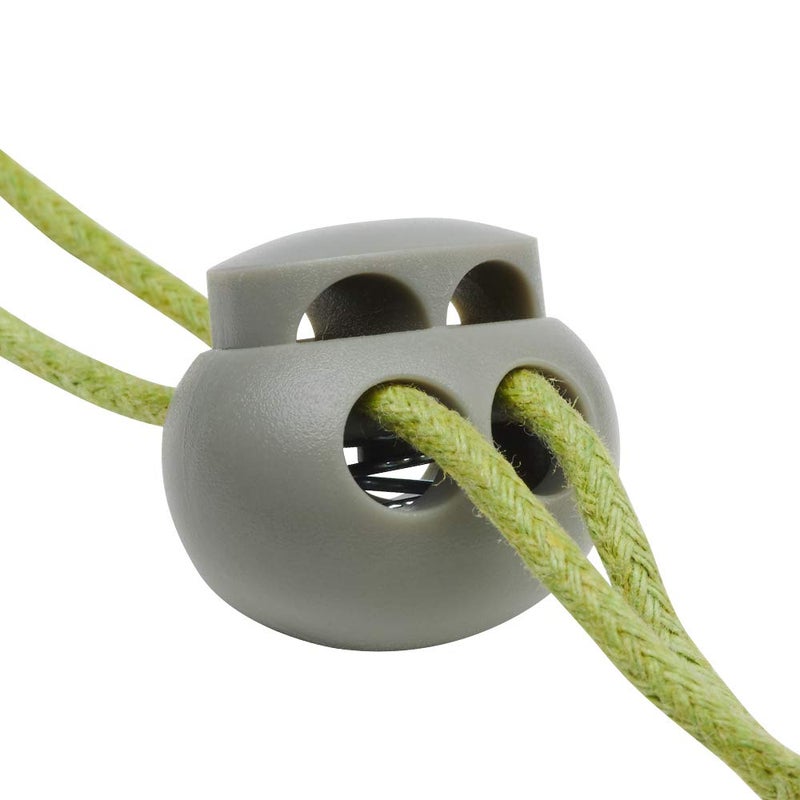 DYZD Plastic Cord Lock End Toggle Double Hole Spring Stopper Fastener Slider Toggles End (Grey 10PCS) - Image 3